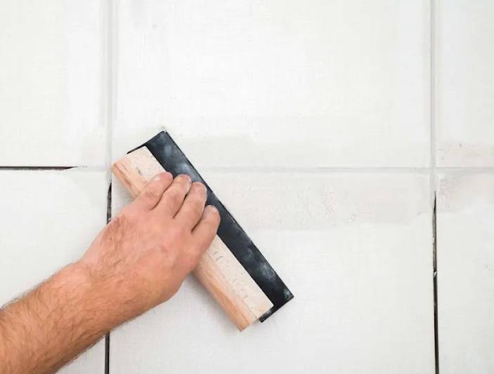 Bathroom tile grouting 